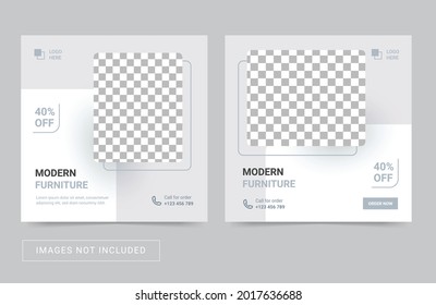 Editable social media template. Post banner flyer square promotion for furniture interior.