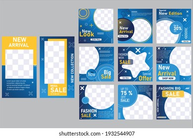 editable social media template. Suitable for social media posts and web internet ads. Vector illustration with photo collage, social media post template