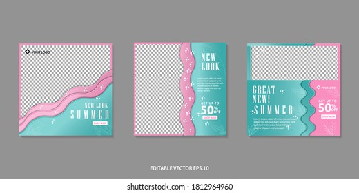 Editable Social media template Summer sale background ,sale banner for web, poster design template, vector illustration eps.10