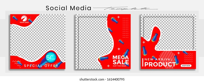 Editable social media templates, story collections and post frame templates, layout designs, Mock up for marketing promotions, covers, banners, backgrounds, square puzzles, vector elements