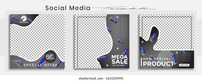 Editable social media templates, story collections and post frame templates, layout designs, Mock up for marketing promotions, covers, banners, backgrounds, square puzzles, vector elements