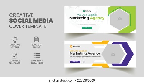 editable social media timeline cover template. creative web banner marketing promo ad banner 