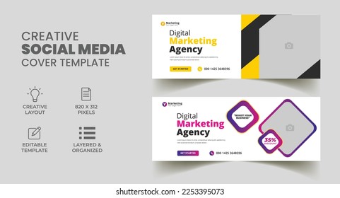 editable social media timeline cover template. creative web banner marketing promo ad banner 