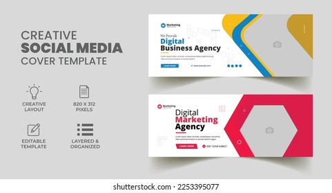 editable social media timeline cover template. creative web banner marketing promo ad banner 