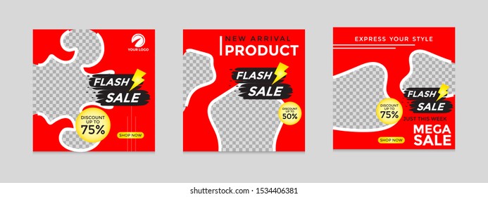 editable social networking post templates. for marketing on social media. frames, stories in puzzles, backgrounds, banners, vector illustration elements