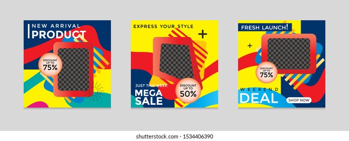 editable social networking post templates. for marketing on social media. frames, stories in puzzles, backgrounds, banners, vector illustration elements