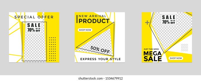 editable social networking post templates. for marketing on social media. frames, stories in puzzles, backgrounds, banners, vector illustration elements