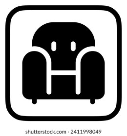 Bearbeitbares Sofa, Stuhl, Vektorsymbol. Teil einer großen Icon-Set-Familie. Perfekt für Web- und App-Schnittstellen, Präsentationen, Infografiken usw.