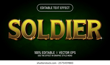 editable soldier 3d vector text effect with modern style design