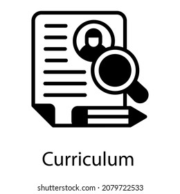 Editable solid icon of curriculum