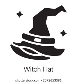 An editable solid icon of witch hat 