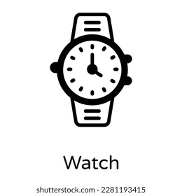 An editable solid icon of wristwatch 