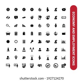 Editable solid vector. Economy and employment icon set.