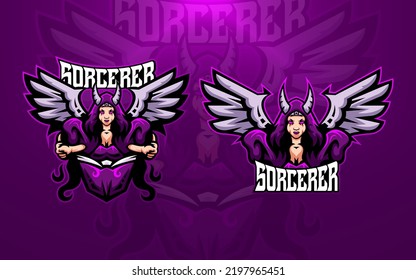 Editable sorcerer mascot logo template