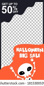 Editable Sosial media template Halloween sale background ,sale banner for web, poster design template, vector illustration eps.10