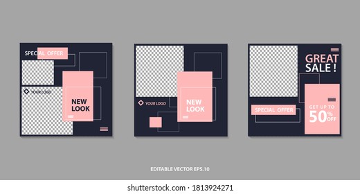 Editable Sosial media template sale background ,sale banner for web, poster design template, vector illustration eps.10