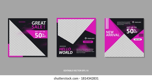 Editable Sosial media template sale background ,sale banner for web, poster design template, vector illustration eps.10