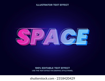 Efecto de texto del vector 3D del espacio editable