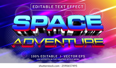 editable space adventure 3d vector text effect with modern style design