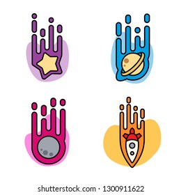 editable space icon vector set, modern concept, cute style