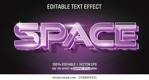 editable space vector 3d text effect with modern style design