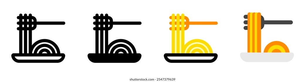 Espaguetis editables, ícono de Vector de fideos. Comida, restaurante. Parte de una gran familia de iconos. Perfecto para interfaces de Web y App, presentaciones, infografías, etc