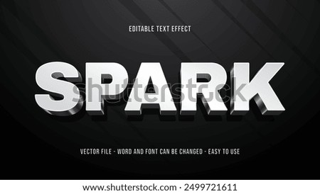 Editable spark 3d text effect, chrome effect template