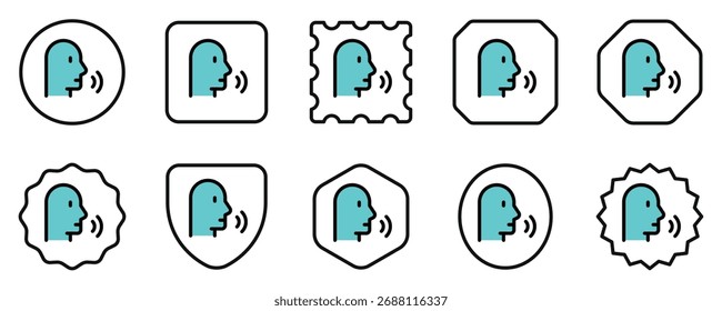 Reconhecimento de fala editável, ícone de vetor de comando de voz. Parte de uma grande família de conjuntos de ícones. Perfeito para interfaces web e app, apresentações, infográficos, etc