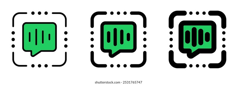 Editable speech recognition, voice scan vector icon. AI technology, artificial intelligence. Part of a big icon set family. Perfect for web and app interfaces, presentations, infographics, etc
