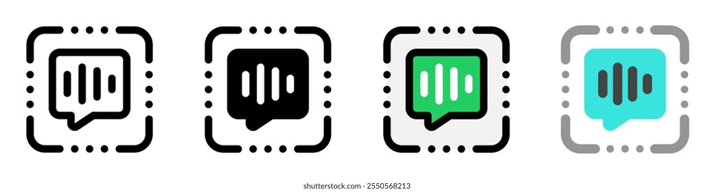 Reconhecimento de fala editável, ícone de vetor de varredura de voz. Tecnologia de IA, inteligência artificial. Parte de uma grande família de conjuntos de ícones. Perfeito para interfaces web e app, apresentações, infográficos, etc