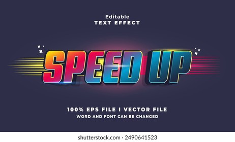 editable speed up text effect.typhography logo