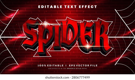 Efectos de texto 3D de araña editables, colores premium. Efectos de estilo de texto.