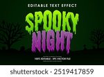 Editable Spooky Night Text Effect, Graphic Style Effect, with Background Halloween