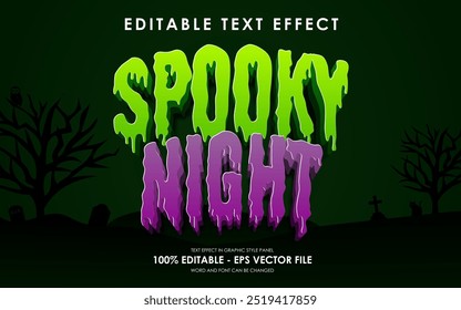 Editable Spooky Night Text Effect, Graphic Style Effect, with Background Halloween