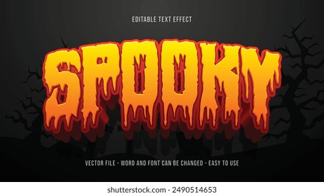 Efecto de texto espeluznante editable, Plantilla de diseño de Halloween