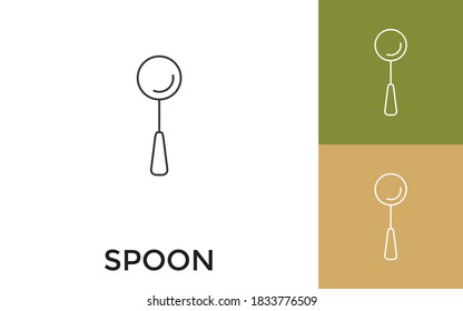 Editable Spoon Thin Line Icon with Title. Useful For Mobile Application, Website, Software and Print Media.