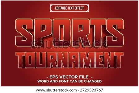 Editable Sports Tournament Text Effect – 3D Bold Red and Gold Vector Title