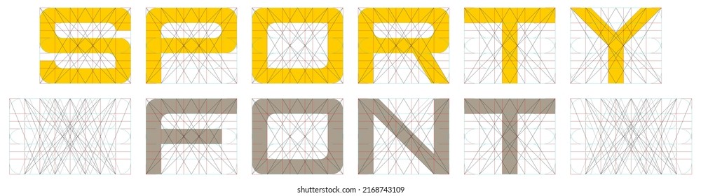 Editable sporty font concept with grid template.
