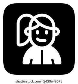 Editable sporty girl with ponytail hairstyle avatar vector icon. User, profile, identity, persona. Part of a big icon set family. Perfect for web and app interfaces, presentations, infographics, etc