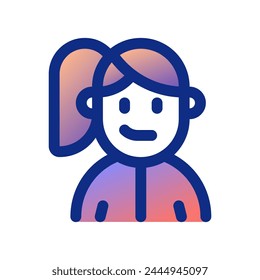 Editable sporty girl with ponytail hairstyle avatar vector icon. User, profile, identity, persona. Part of a big icon set family. Perfect for web and app interfaces, presentations, infographics, etc