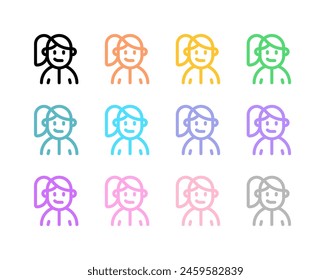 Editable sporty girl with ponytail hairstyle avatar vector icon. User, profile, identity, persona. Part of a big icon set family. Perfect for web and app interfaces, presentations, infographics, etc