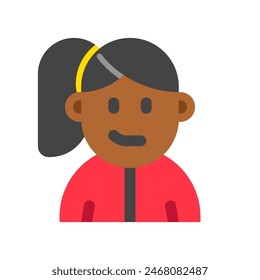 Editable sporty girl with ponytail hairstyle avatar vector icon. User, profile, identity, persona. Part of a big icon set family. Perfect for web and app interfaces, presentations, infographics, etc