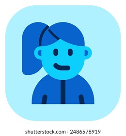 Editable sporty girl with ponytail hairstyle avatar vector icon. User, profile, identity, persona. Part of a big icon set family. Perfect for web and app interfaces, presentations, infographics, etc