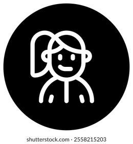 Editable sporty girl with ponytail hairstyle avatar vector icon. User, profile, identity, persona. Part of a big icon set family. Perfect for web and app interfaces, presentations, infographics, etc