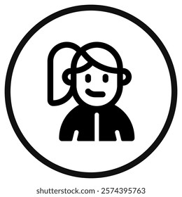 Editable sporty girl with ponytail hairstyle avatar vector icon. User, profile, identity, persona. Part of a big icon set family. Perfect for web and app interfaces, presentations, infographics, etc