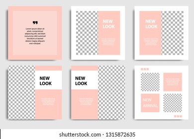 Editable square abstract geometric banner template for social media post and cover. Minimalist design background in soft orange pastel peach color. Vector illustration Editable square abstract geometric banner template for social media post and cover. Minimalist design background in soft orange pastel peach color. Vector illustration