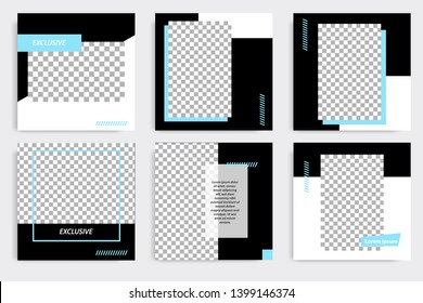Plantilla de banner geométrico abstracto cuadrado editable. Diseño minimalista de color azul oscuro y claro. Ilustración vectorial. Adecuado para publicaciones en medios sociales y portada, folleto en Internet.