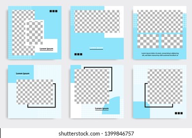 Editable square abstract geometric banner template. Minimalist design background in dark and light blue color. Vector illustration. Suitable for social media post and cover, web internet brochure.