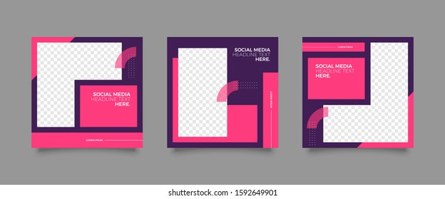 Editable square abstract geometric banner template for social media post.  Promotion Brand Fashion. Stories. Marketing. Vector Illustration 