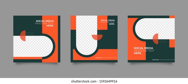 Editable square abstract geometric banner template for social media post.  Promotion Brand Fashion. Stories. Marketing. Vector Illustration 